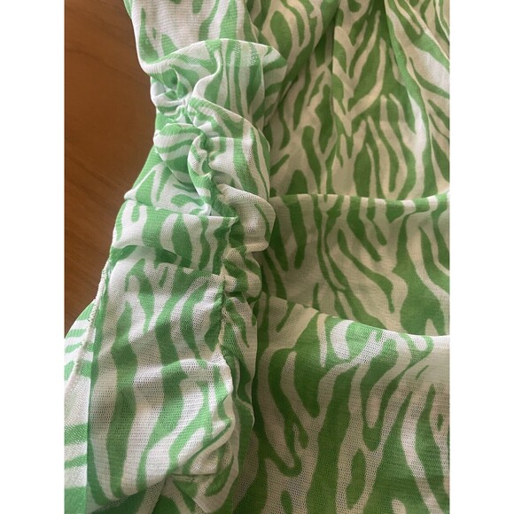 Diane Von Furstanberg Strappy Mesh Sea Twig Green Mini Dress DVF - Picture 10 of 11